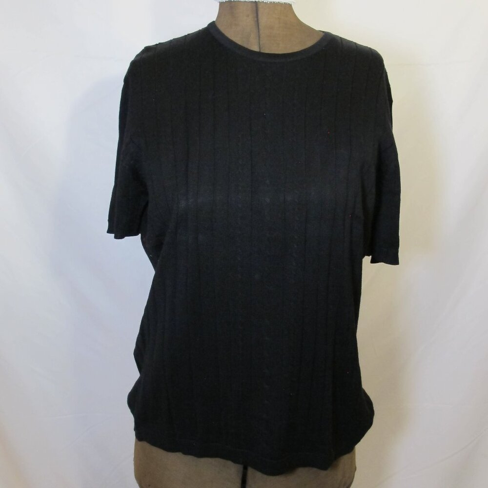 Evan Picone black silk short-sleeved sweater  XL